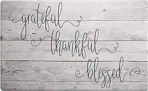 Sohome Cozy Living Grateful Thankful Modern Farmhouse Runner Anti-Fatigue Kitchen Mat, Grey/Black, 17.5"x55"