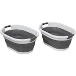 Dark Gray/White Collapsible Rubber Laundry Baskets (Set of 2)