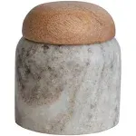 Creative Co-Op Modern Marble Canister with Wood Lid