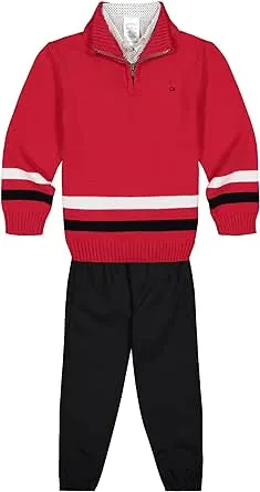 Calvin Klein boys 3-piece Sweater, Dress Shirt, and Pants Set