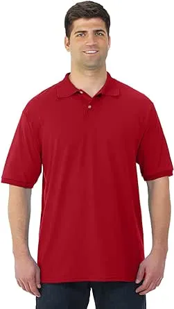 Jerzees Mens SpotShield Short Sleeve Jersey Sport Shirt, JZ437MSR, 5X, True Red