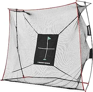 Rukket Sports 3 x 9 x 7 Foot Haack Golf Training Net Pro Set with Tri Turf Mat