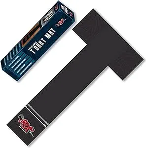 Shot! - T-Shape Rubber Darts Mat - Enhanced Floor Protection from Bounce-Outs - Heavy-Duty Rubber - Easy Set Up & Roll Up - Dart Board Floor Protector - Black