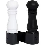 CrushGrind Mini Salt and Pepper Table Grinder Set of 2 With Stand Black & White