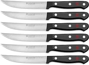 WÜSTHOF Gourmet 6-Piece Steak Knife Set, Black