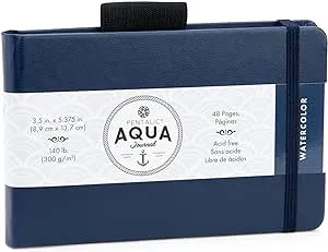 Pentalic 3.5" x 5.375" Aqua Journal, Watercolor, 48 Pages, Blue