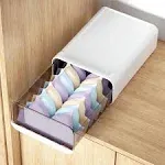 Underwear Organizer Drawer, 1 Cell Plastic Sock Underwear Storage Drawer, Stackable Closet Organizers and Storage Box for Bras, Socks, Scarves, Ties, Belt (King Size-White, 1 Pcs)