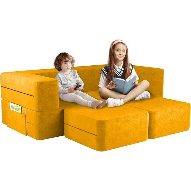 Wanan Kids Couch with Two Ottoman, Toddler Couch Sofa for Kids, Modular Kids Sofa ...