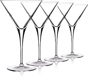 Luigi Bormioli Crescendo 10 Ounce Martini Glasses Set Of 4, Crystal SON-hyx Glass, Clear Martini Glass, Dishwasher Safe, Made In Italy.