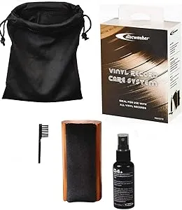 RCA Discwasher Vinyl Record Care System, Record Cleaner, Record Cleaner, Set of 4, Stylus Brush, Velvet Brush, Cleaning Liquid Pouch