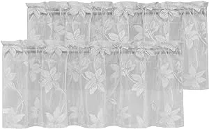 Vintage Embroidered Rose Kitchen Curtain Tier