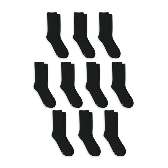 Hanes Women's Comfort Fit Ext. Size Crew Socks - Black - 10 Pack