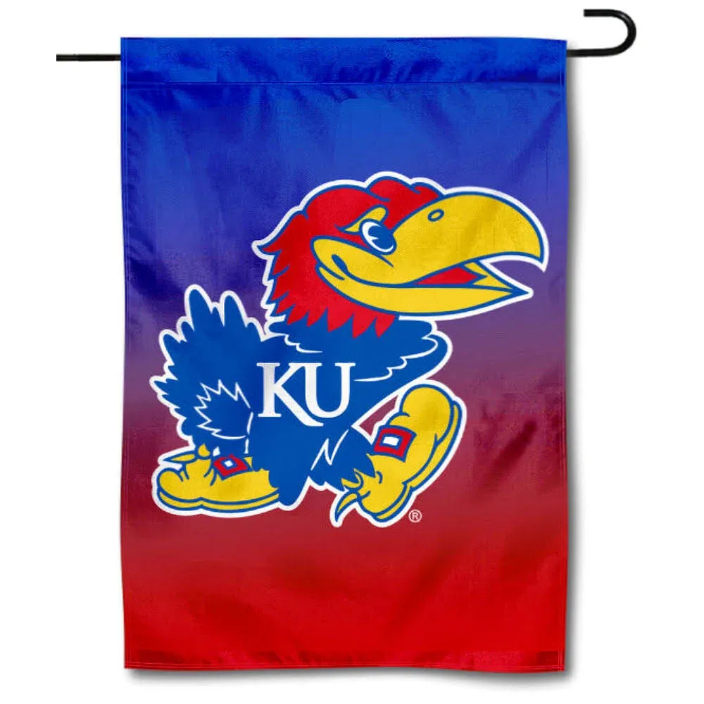 Kansas KU Jayhawks Gradient Colors Garden Flag and Yard Banner