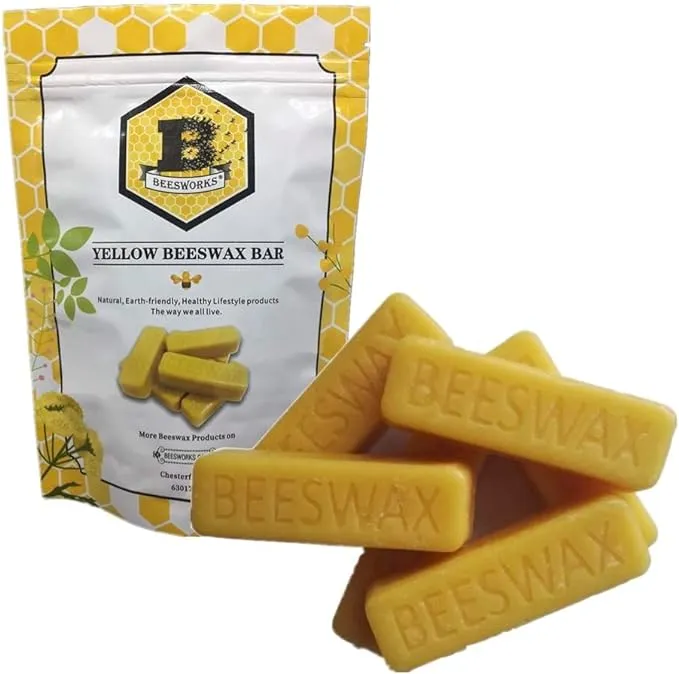 Beesworks Yellow Beeswax Bars (2 lbs) | 100% Pure, Cosmetic Grade, Triple-Filtered Beeswax for DIY Skin Care, Lip Balm, Lotion and Candle Making (1 lb Bars - Pack of 2)