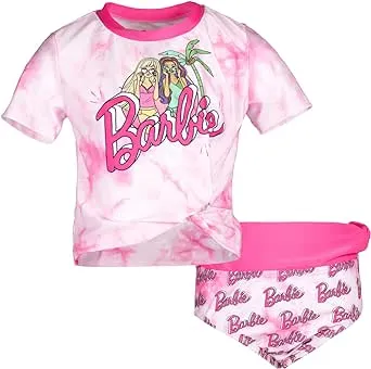 Barbie Short Sleeve Rash Guard Swim Shirt & Swim Bottom Full Coverage