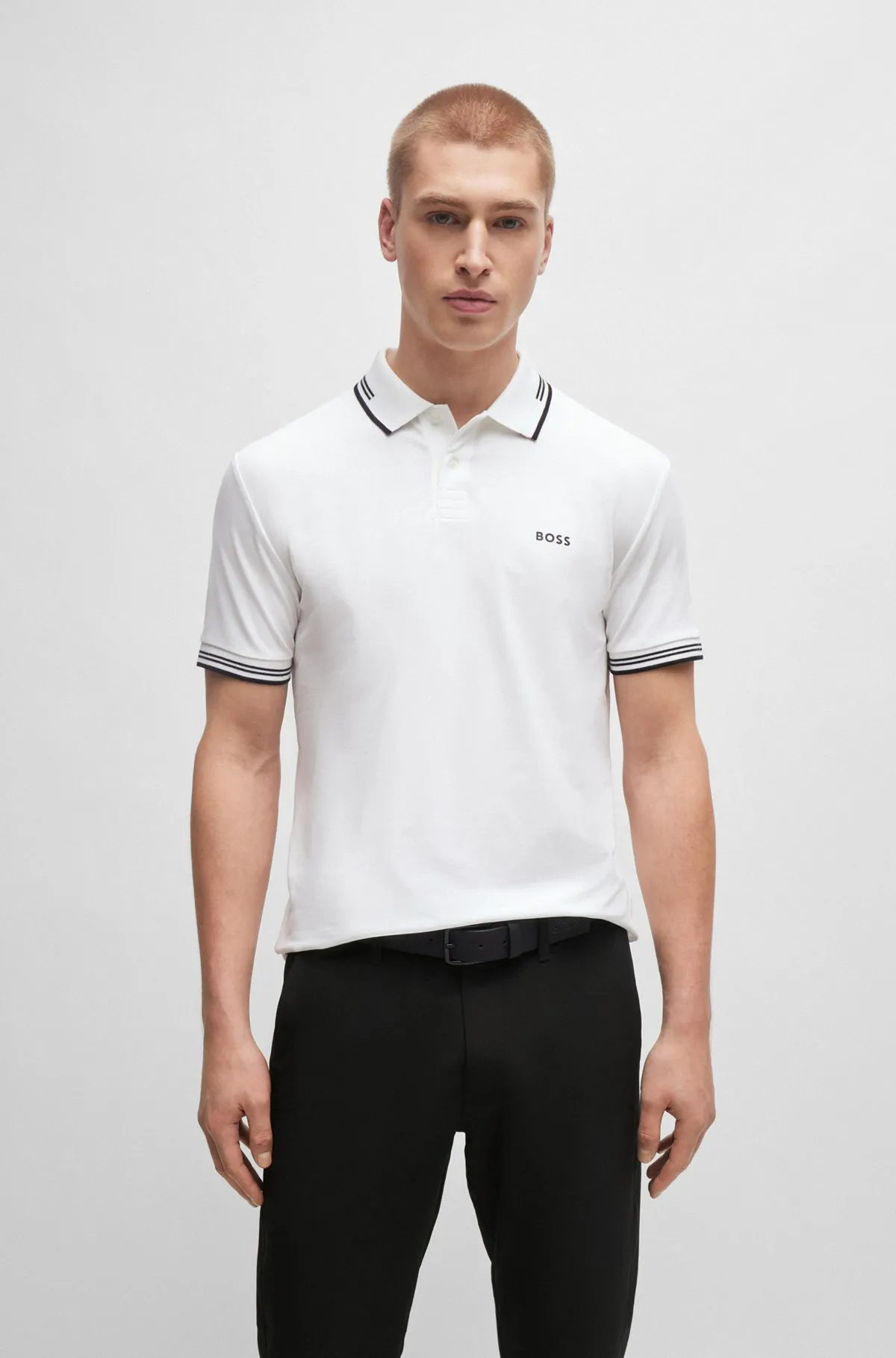 Stretch-cotton slim-fit polo shirt with branding