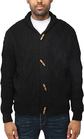 X RAY Mens Cardigan Sweater, Shawl Collar Cable Knit Button Down Cardigan Sweaters for Men Sweaters for Men Big and Tall