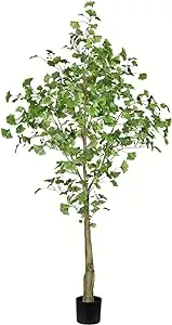 "Vickerman 6' Artificial Potted Ginkgo Tree, Polyester"