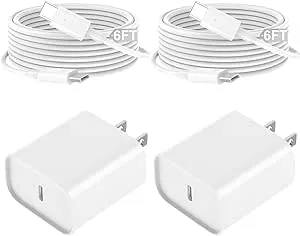 I Phone 16 15 Charger, Type C Charger USB C Charger Block I Phone 16 Charger with 2 Pack 6ft Cable for I Phone 16/16 Plus/16 Pro/16 Pro Max/i Phone