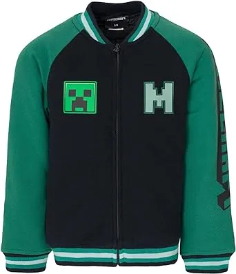 Minecraft Zip Up Varsity Bomber Jacket Little Kid to Big Kid Sizes (5-6 - 18-20)