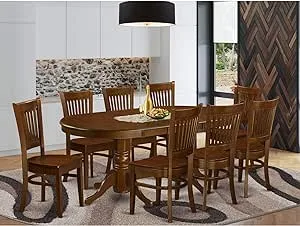 East West Furniture VANC9-ESP-W 9 Piece Modern Dining Table Set Includes an Oval Wooden Table with Butterfly Leaf and 8 Dining Chairs, 40x76 Inch, Espresso