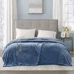 Beautyrest - Heated Plush Blanket - Sapphire Blue - King