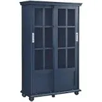 Ameriwood Home Aaron Lane Bookcase with Sliding Glass Doors Blue