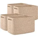 OIAHOMY 4 Pack Storage Baskets for Organizing, Cube Storage Bins for Shelves, Rectangle Storage Baskets With Handles, Woven Baskets for Storage, 12.7''Lx9''Wx7.8''H, White