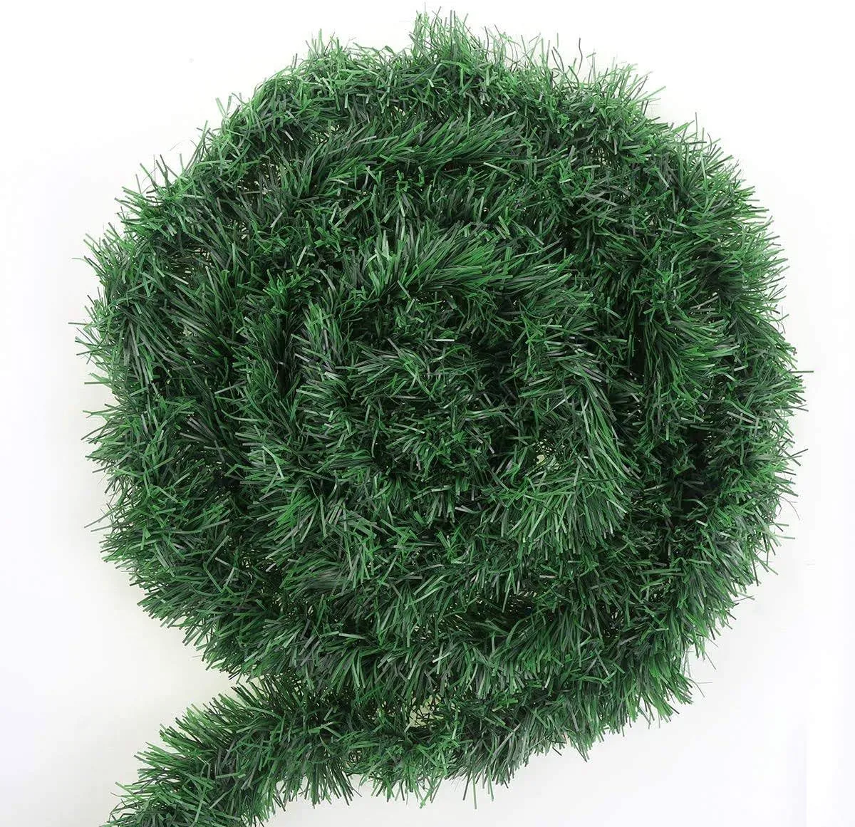 50 Feet Green Tinsel Garland Artificial Christmas Pine Decorative Garland Greenery Tinsel Stems Non-Lit Soft Twist Garland 12 Inch x 2Inch for Holiday Season Outdoor Indoor Party Decorations