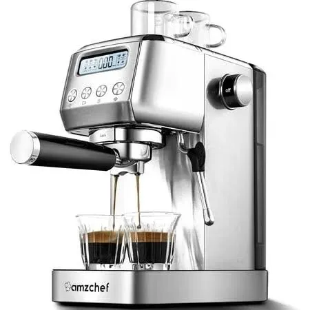 Amzchef 20 Bar Espresso Coffee Machine W/ Milk Frother &amp; LCD Panel. - NEW