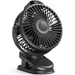 TUNISE Mini Clip on Fan Battery Operated Desk Fan Digital display，3 Speeds Ad...