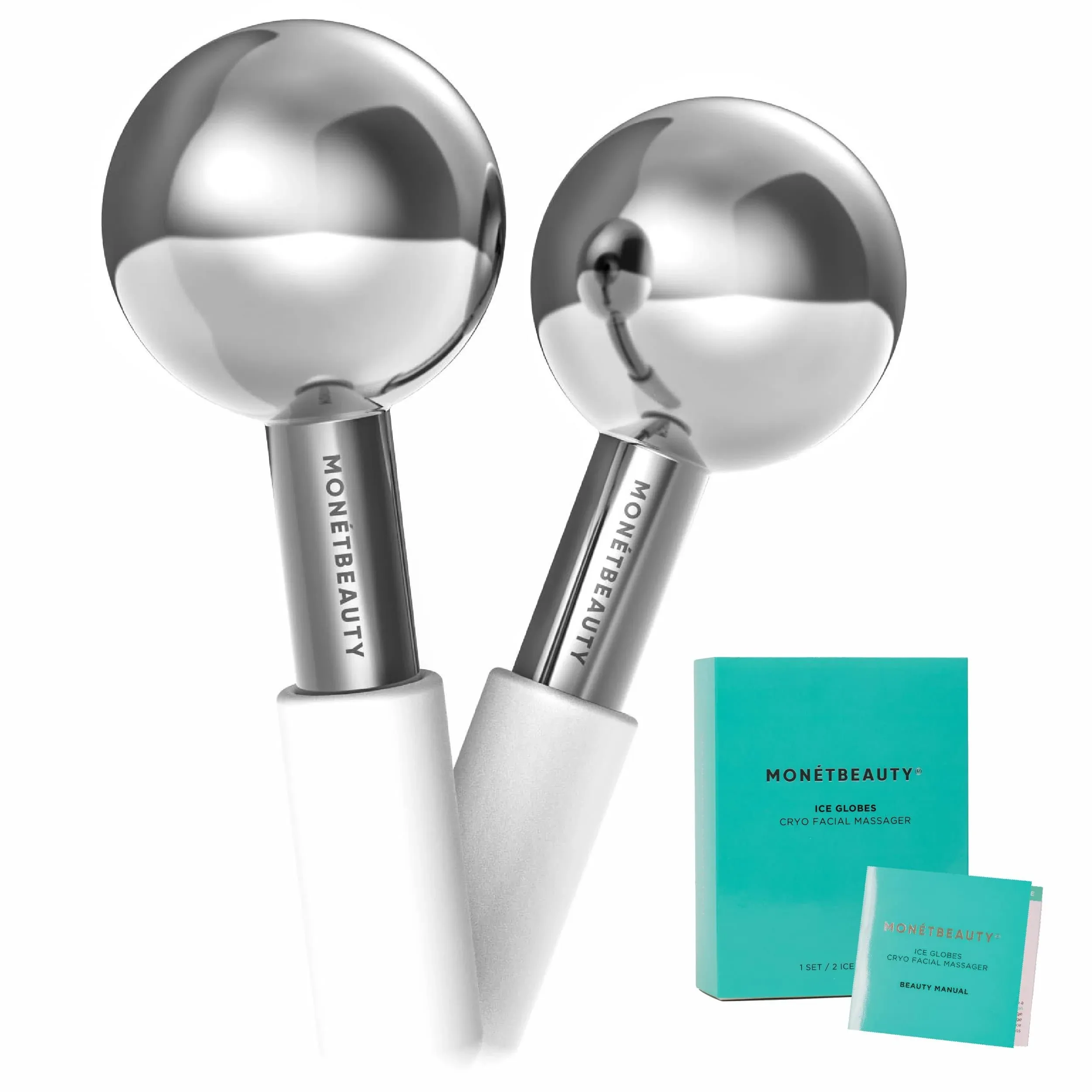 Stainless Steel Ice Globes for Facials (Silver), Durable Cryo Globes Instantl...