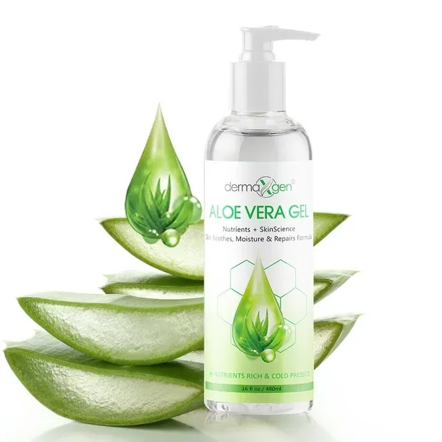 DERMAXGEN Aloe Vera Gel - Organic 100% Pure Aloe + Witch Hazel + Vitamin C + Vitamin E - Skin Soothes, Moisture And Repair Formula, Nutrients Rich And Cold Pressed16 Fl Oz/250ml