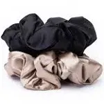 Kitsch - Satin Pillow Scrunchies - Black/Gold