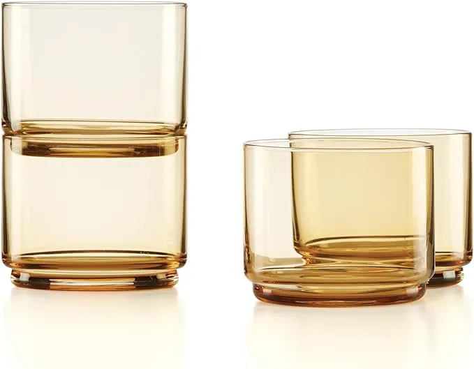 Tuscany Classics Stackable 4-Piece Short Glasses - Amber - Lenox