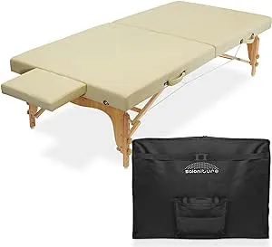 Saloniture Portable Physical Therapy Massage Table - Low to Ground Stretching Treatment Mat Platform - Cream