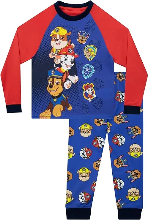 Paw Patrol Toddler Boys' Chase and Marshall 4 Piece Long Sleeve Pajama Set (4T)