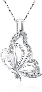 .925 Sterling Silver Butterfly Pearl Cage (Does not include pearl or chain).