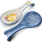 Kook Ceramic Spoon Rests, Set of 2, Floral Design