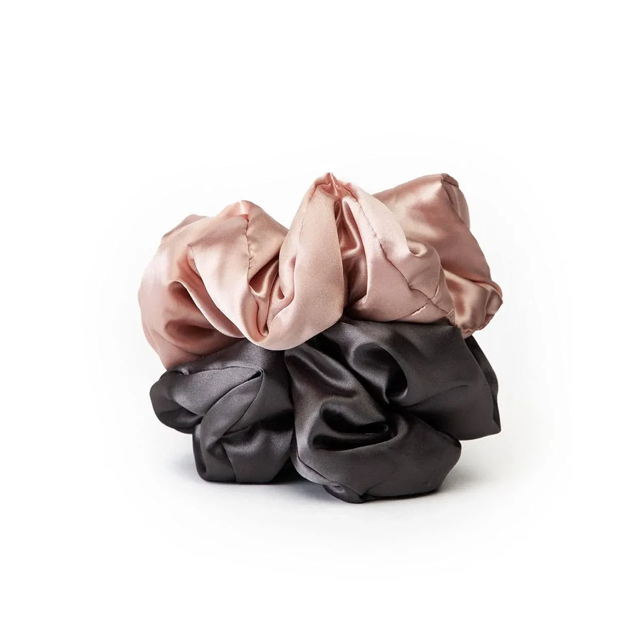 Kitsch Satin Pillow Scrunchies - Blush/Charcoal