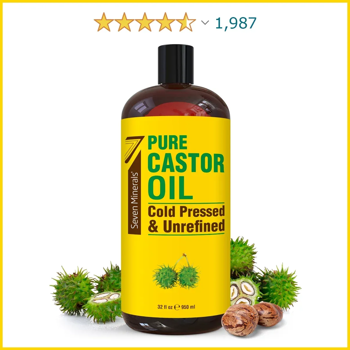 Seven Minerals Pure Cold Pressed Castor Oil Big 32 fl oz Bottle