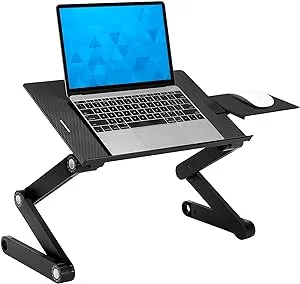 Mount-It! Adjustable Laptop Stand with Built-in Cooling Fans and Mouse Pad Tray, Easy to Use Ergonomic Laptop Stand for Bed, Couch, and Table, Portable and Lightweight