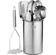 Stainless-Stee<wbr/>l Kitchen Utensil Set - 10-Piece Premium Nonstick &amp; Heat Resistant