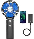 Opolar Foldable Handheld Personal Desk Fan with 5200mAh Power Bank