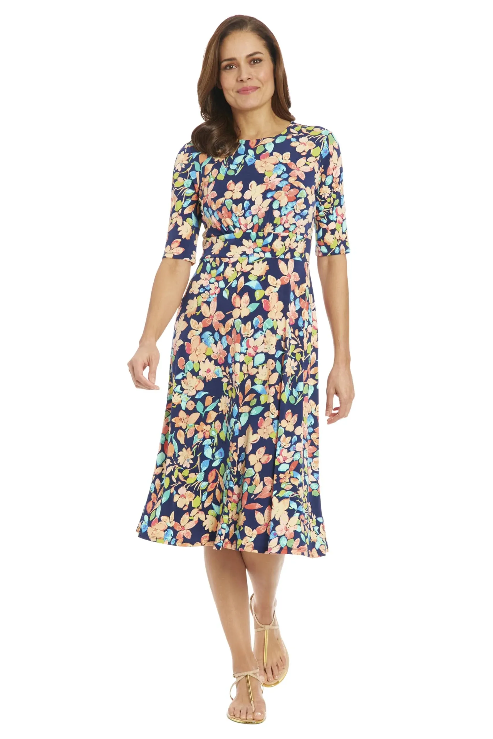 Women's London Times Printed Midi A-Line Dress