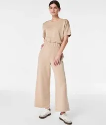 Spanx Aire Crop Wide Leg Jumpsuit - Tahini