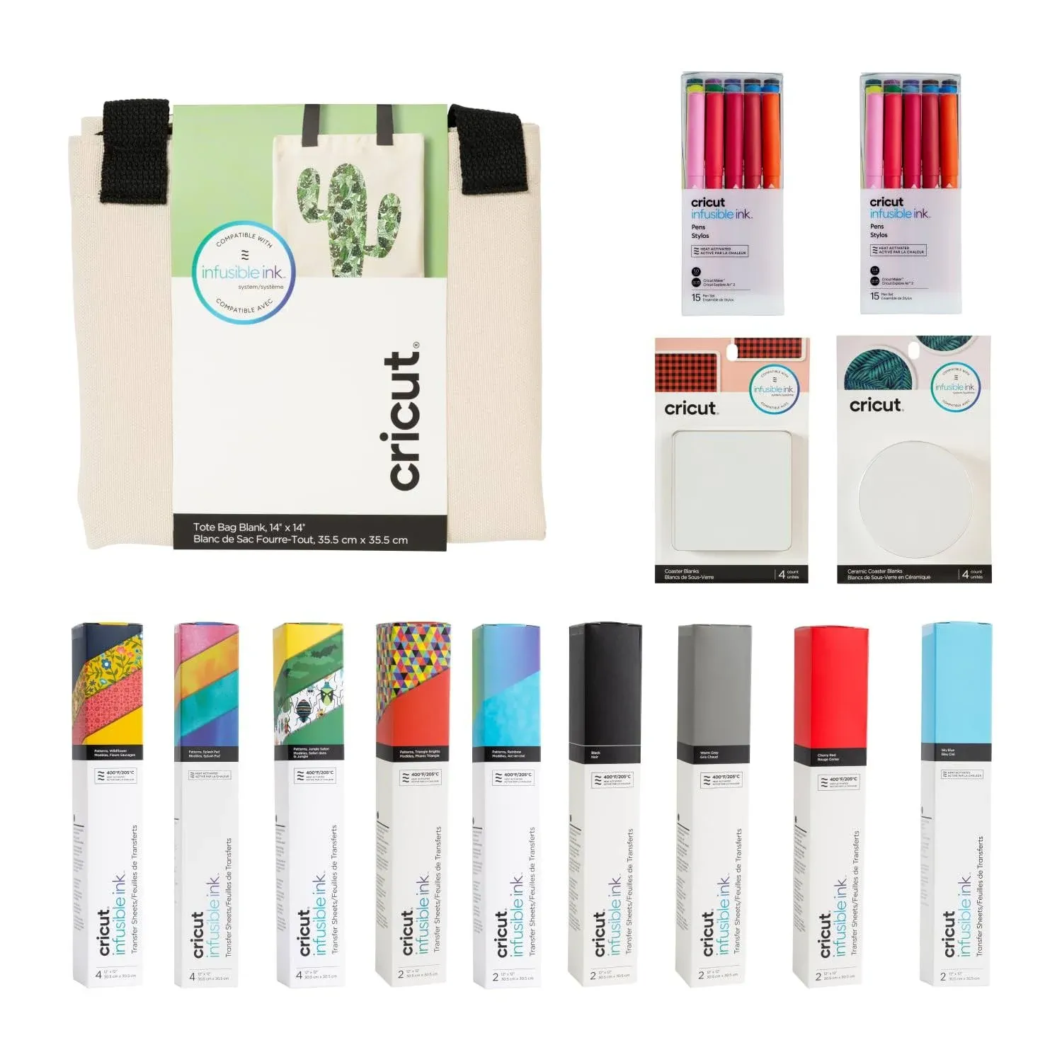 Cricut Infusible Ink Starter Bundle | Sublimation Kit for Permanent Transfers - Includes Infusible Ink Sheets, Markers, Pens, Blank Bags & Coasters