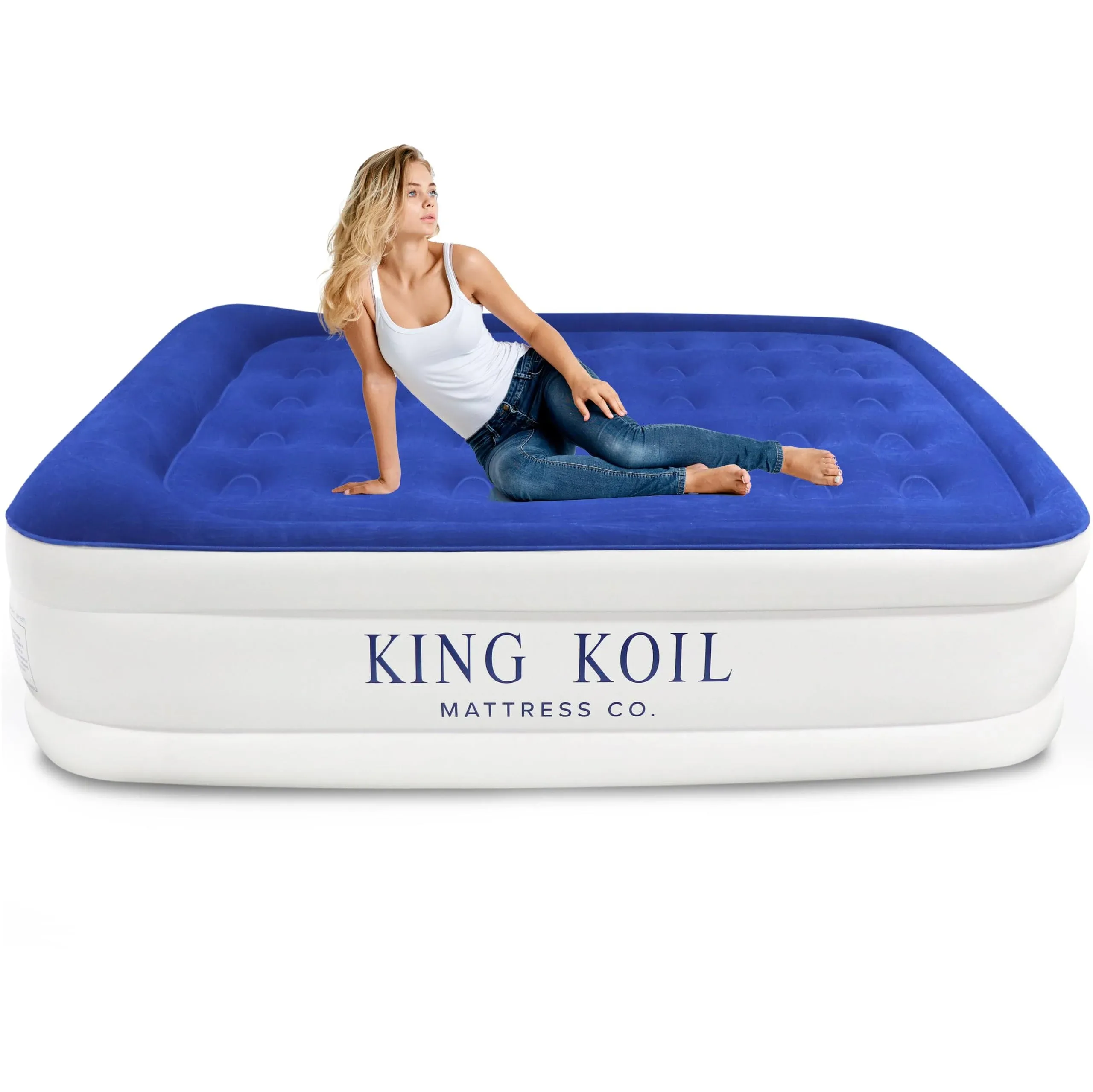 King Koil Luxury Full Size Air Mattress with Built-in Pump for Home, Camping ...