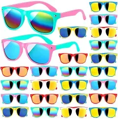 GINMIC Kids sunglasses, 24Pack Neon Party Favor, with UV Protection in Bulk for Boys and Girls Age 3-6