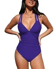 Cupshe Navy Tummy Control Tie Back One-Piece Small NWT